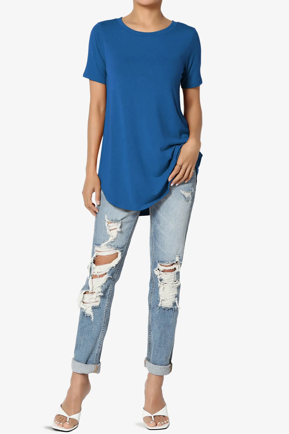 Tristan Essential Short Sleeve Round Hem Top PLUS