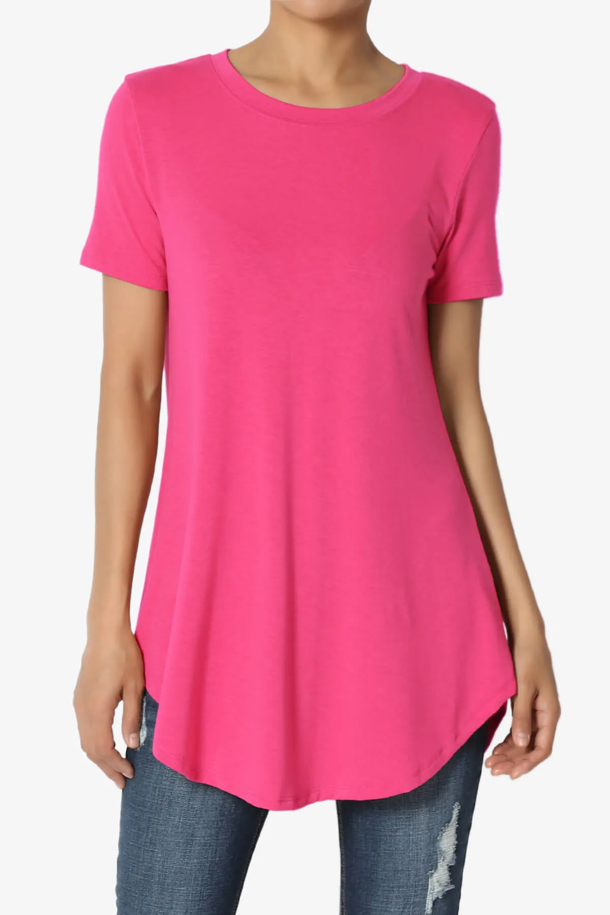 Tristan Essential Short Sleeve Round Hem Top PLUS