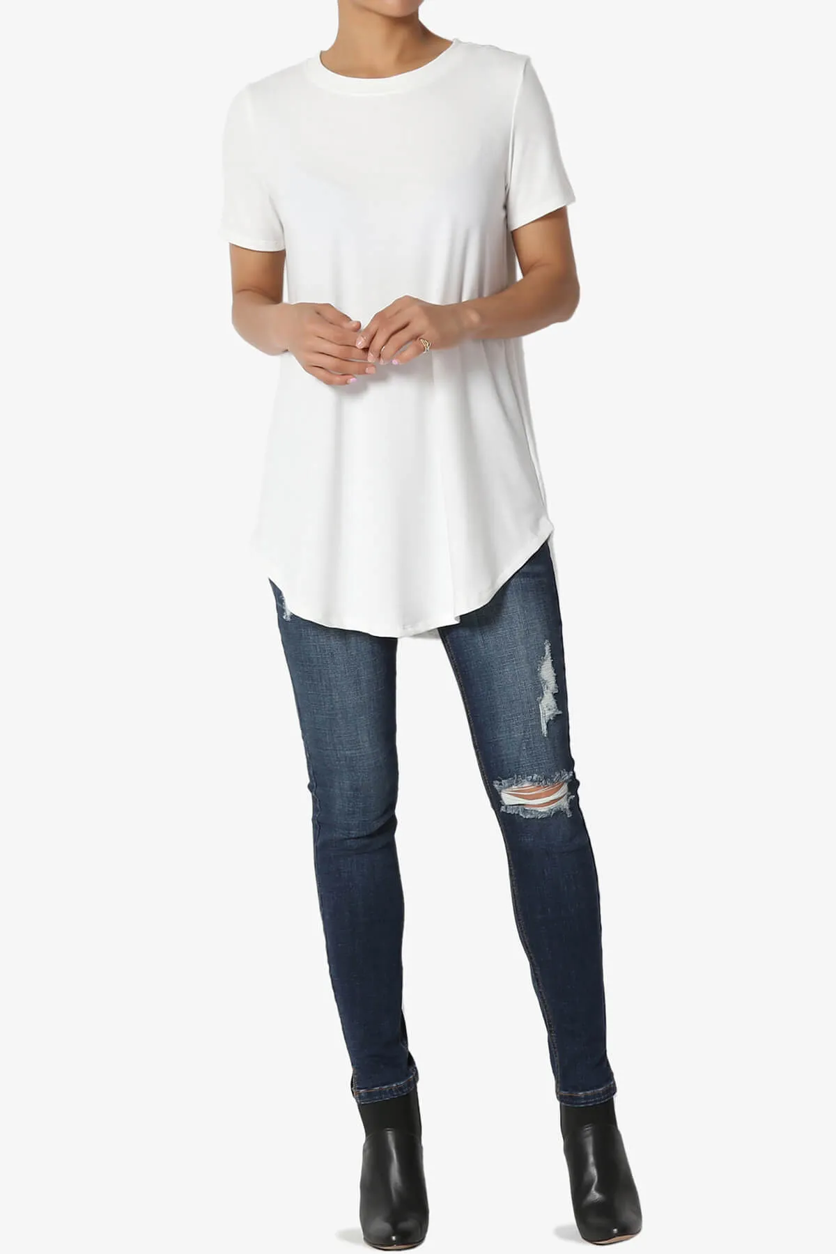 Tristan Essential Short Sleeve Round Hem Top PLUS