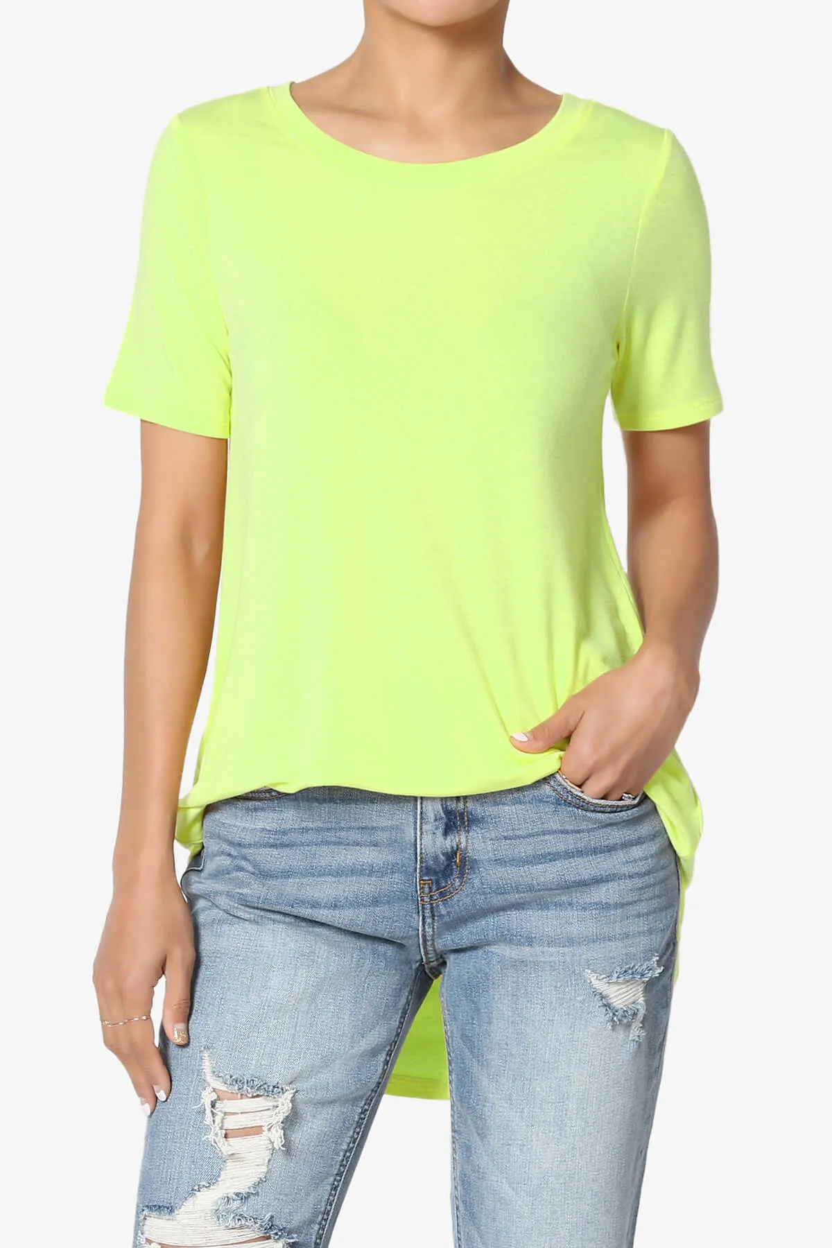 Tristan Essential Short Sleeve Round Hem Top PLUS