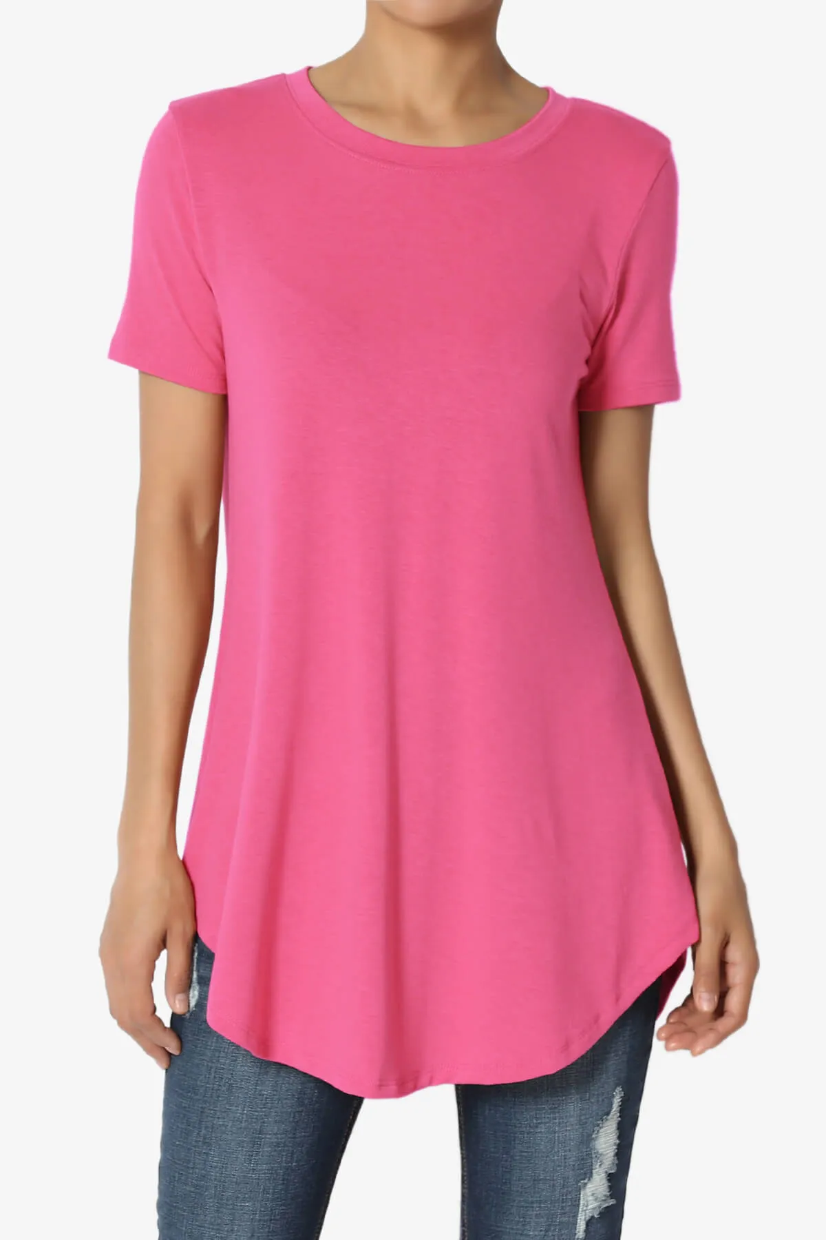 Tristan Essential Short Sleeve Round Hem Top PLUS