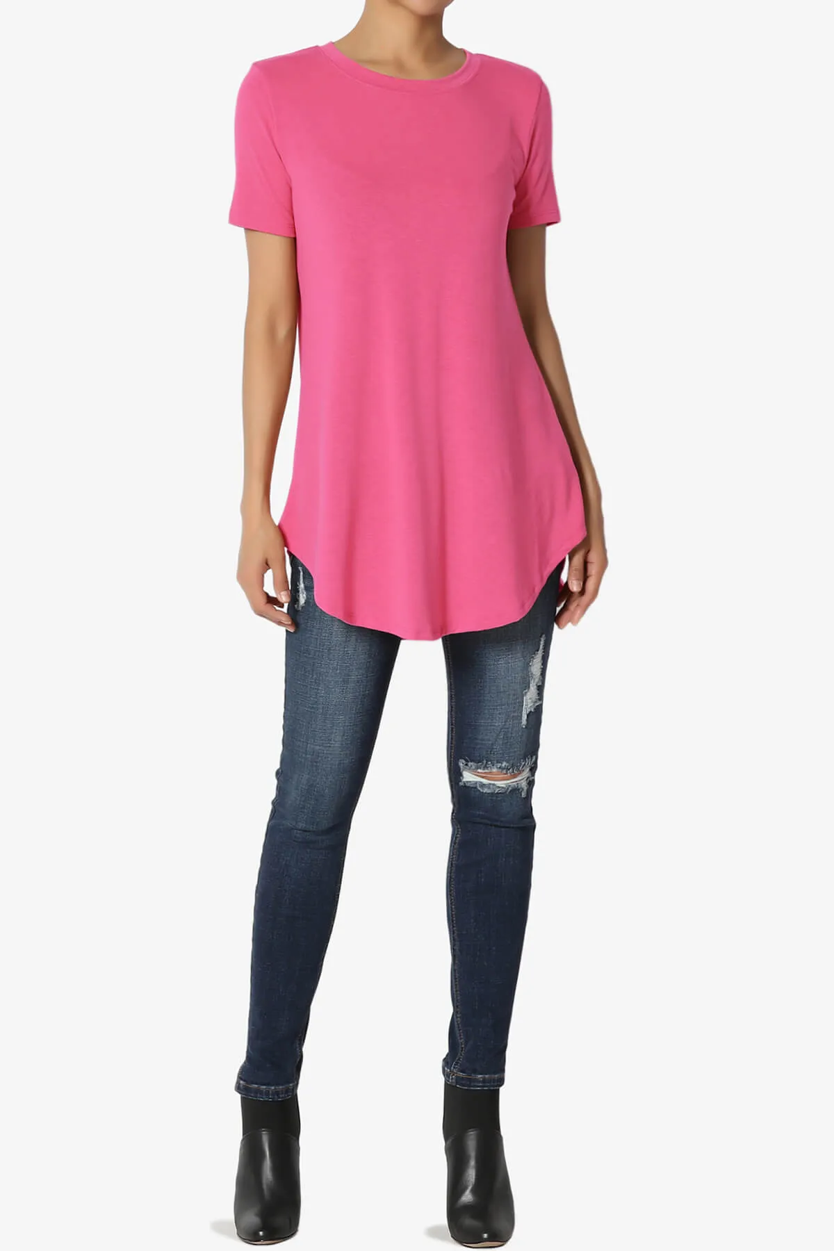 Tristan Essential Short Sleeve Round Hem Top PLUS