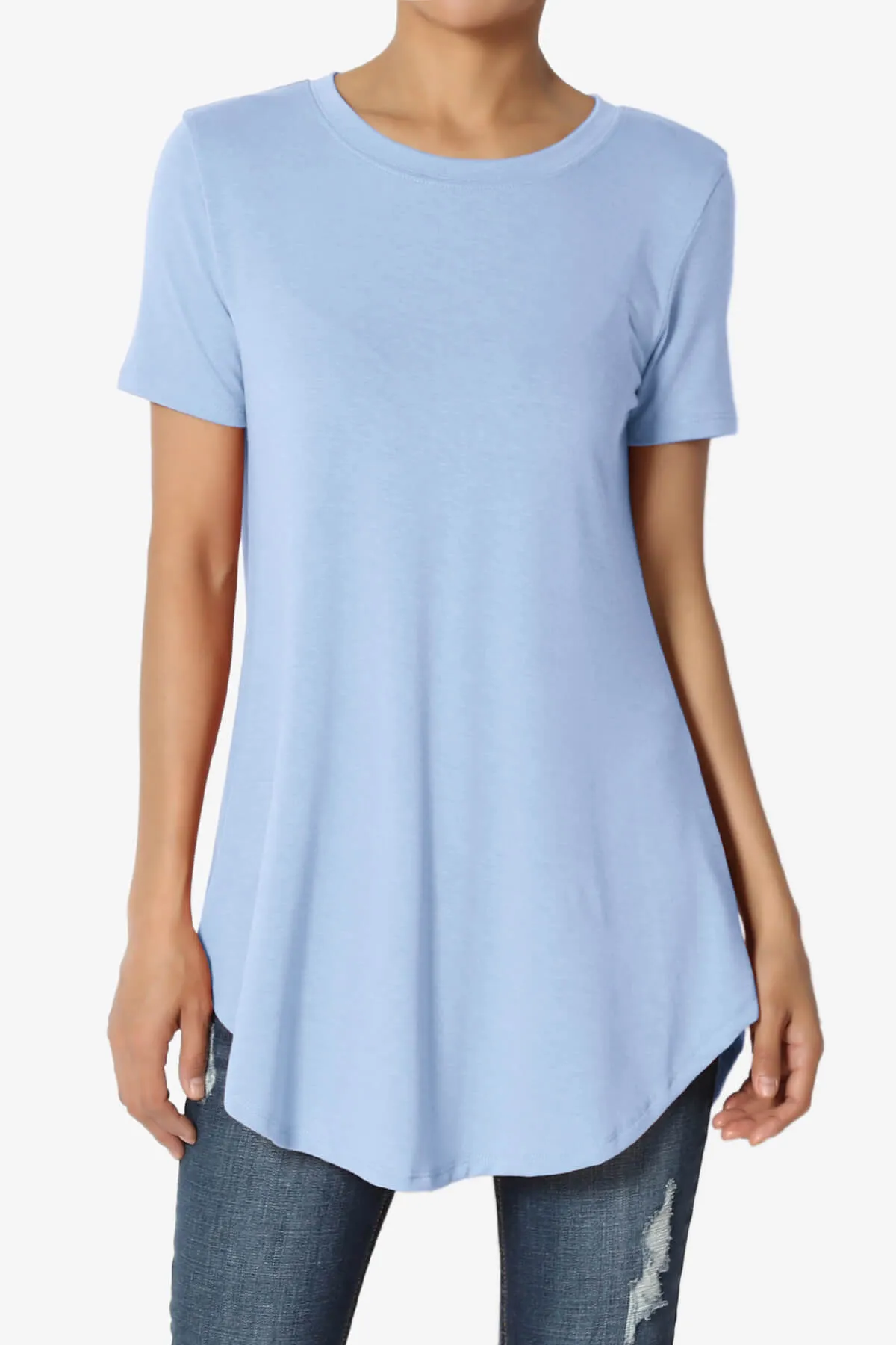 Tristan Essential Short Sleeve Round Hem Top PLUS