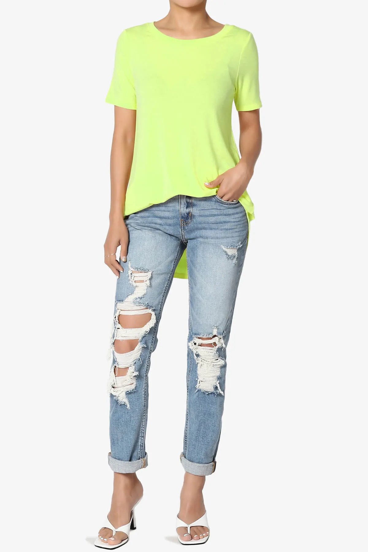 Tristan Essential Short Sleeve Round Hem Top PLUS