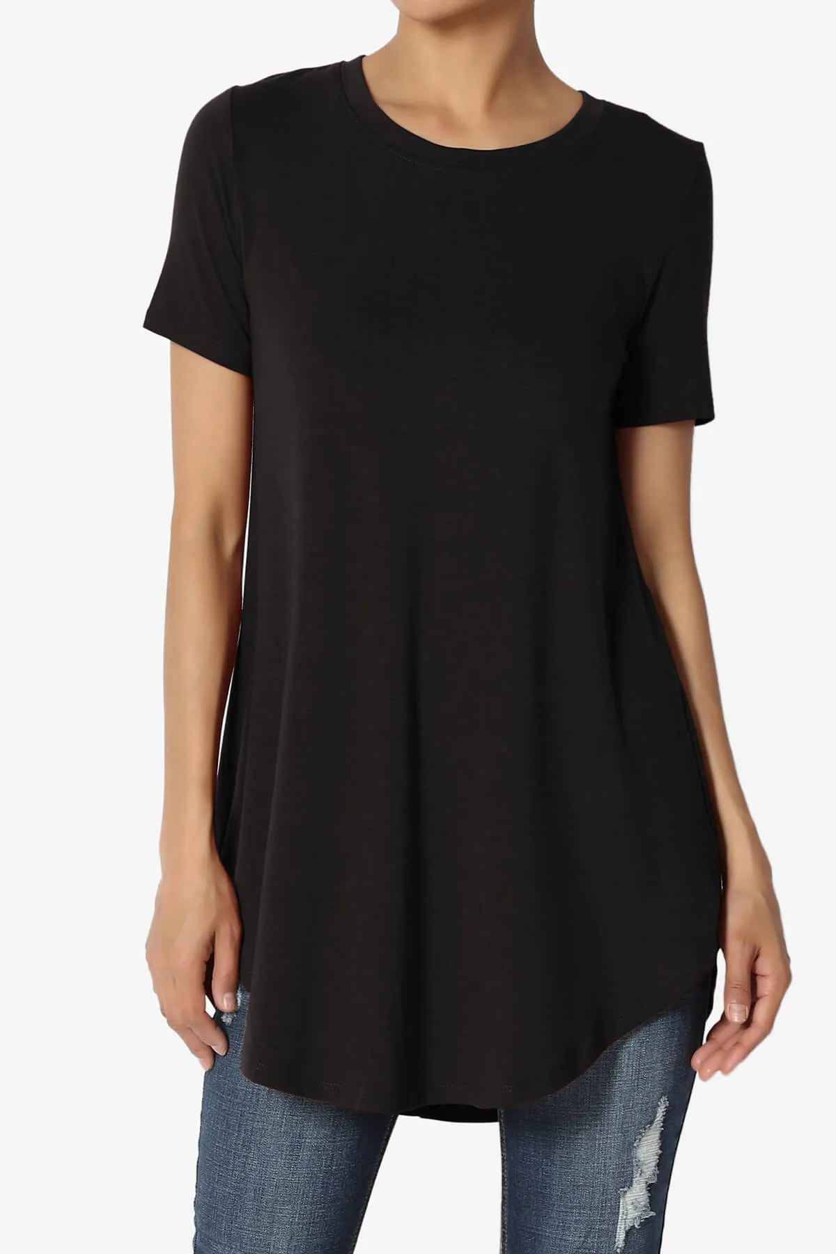 Tristan Essential Short Sleeve Round Hem Top PLUS