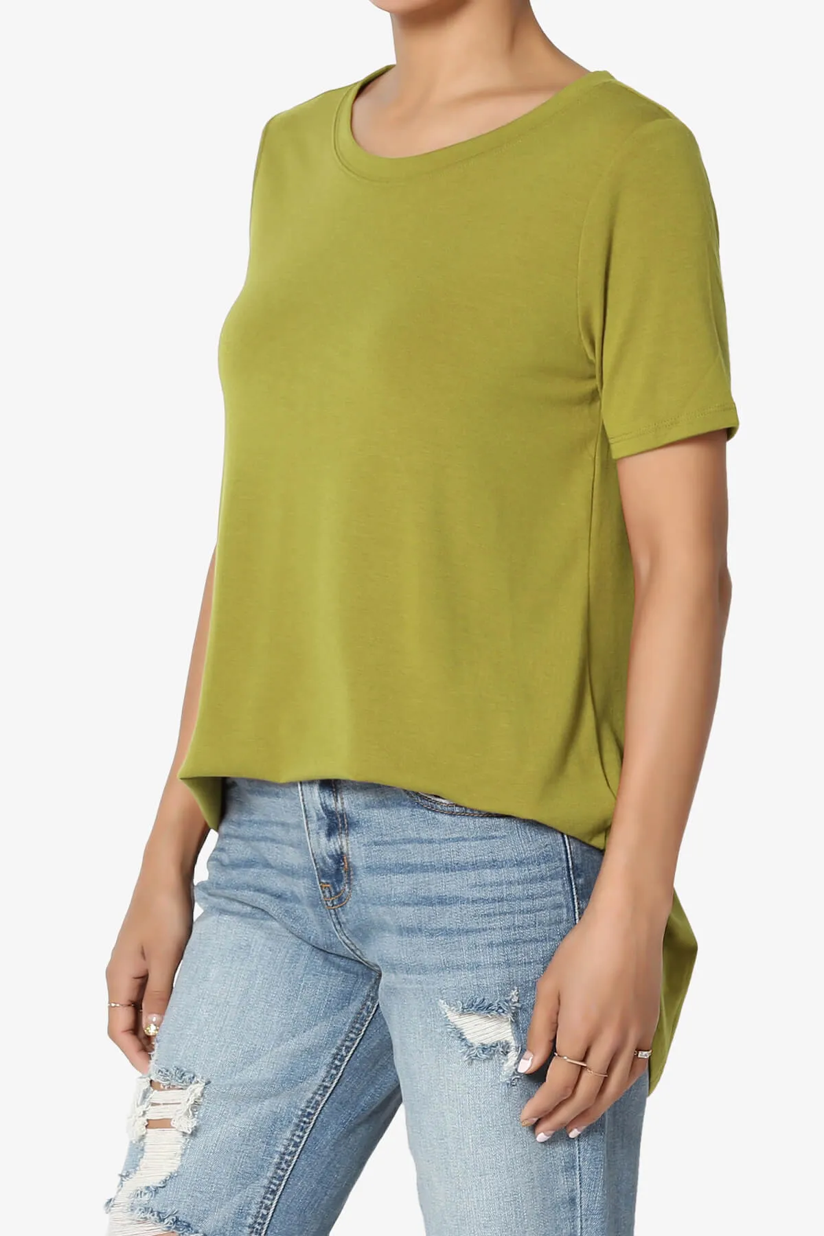 Tristan Essential Short Sleeve Round Hem Top PLUS