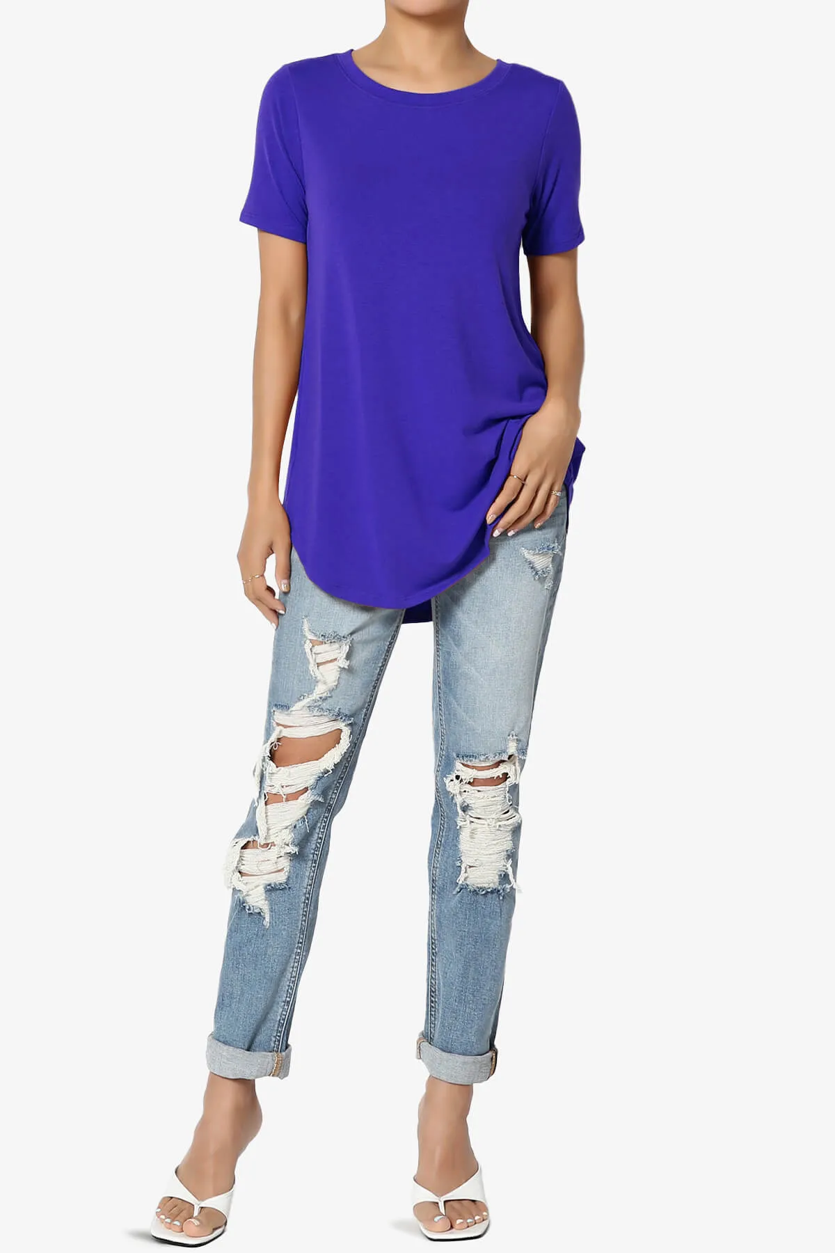 Tristan Essential Short Sleeve Round Hem Top PLUS