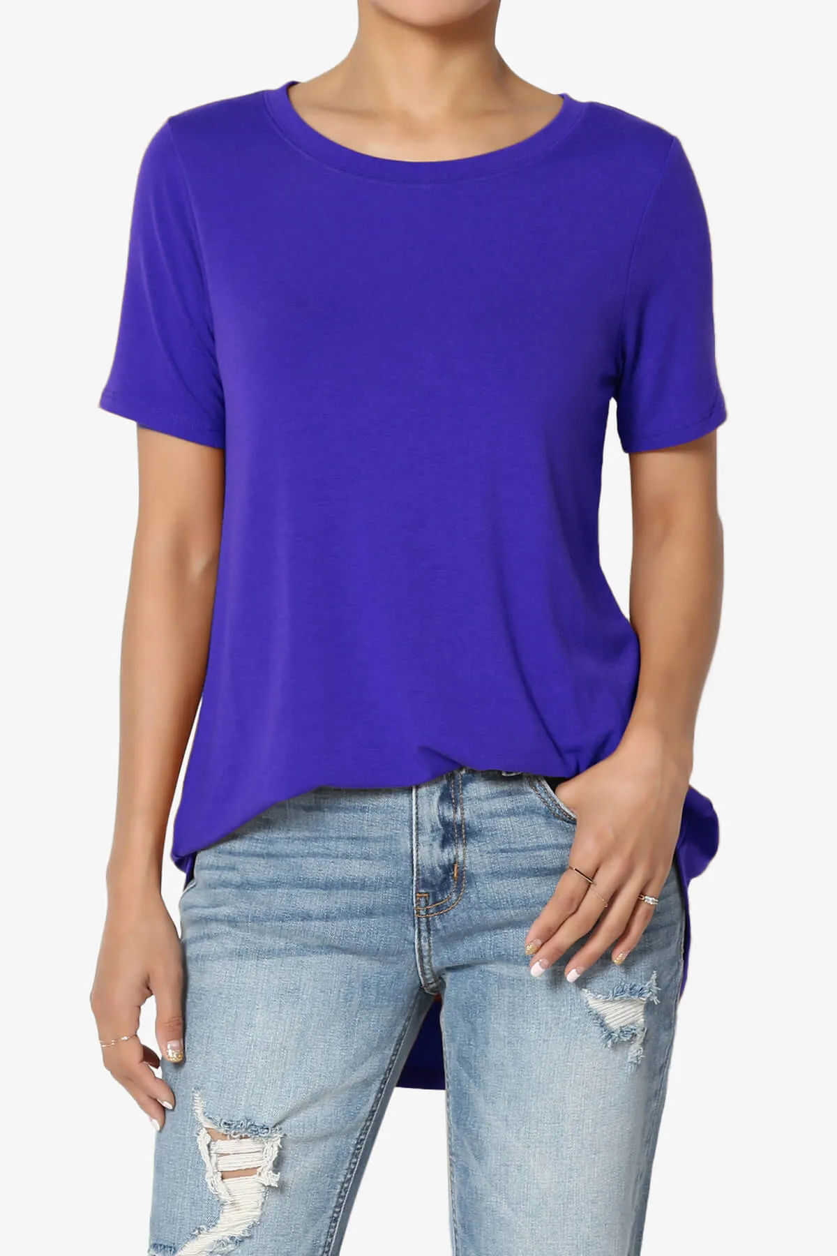 Tristan Essential Short Sleeve Round Hem Top PLUS