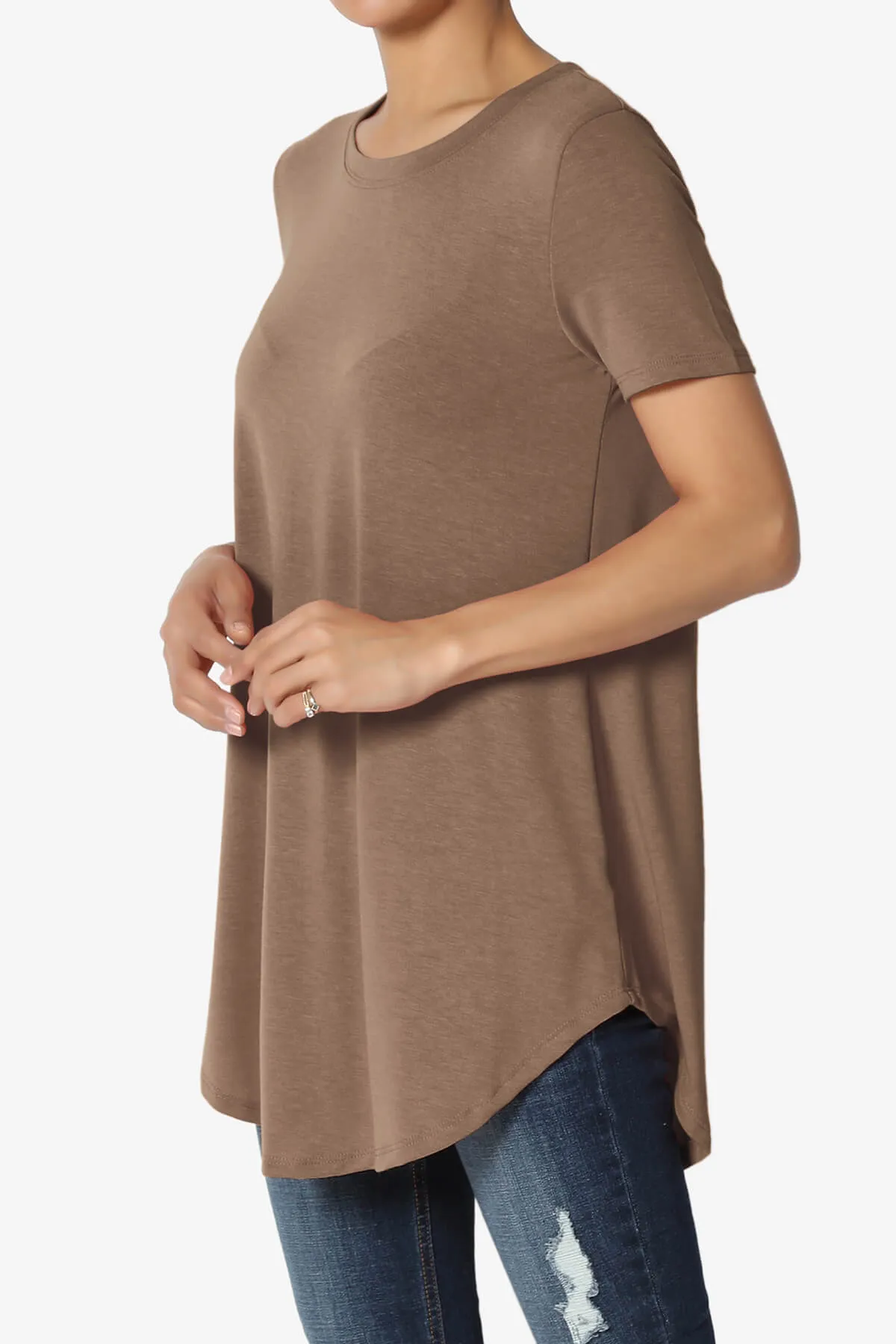Tristan Essential Short Sleeve Round Hem Top PLUS