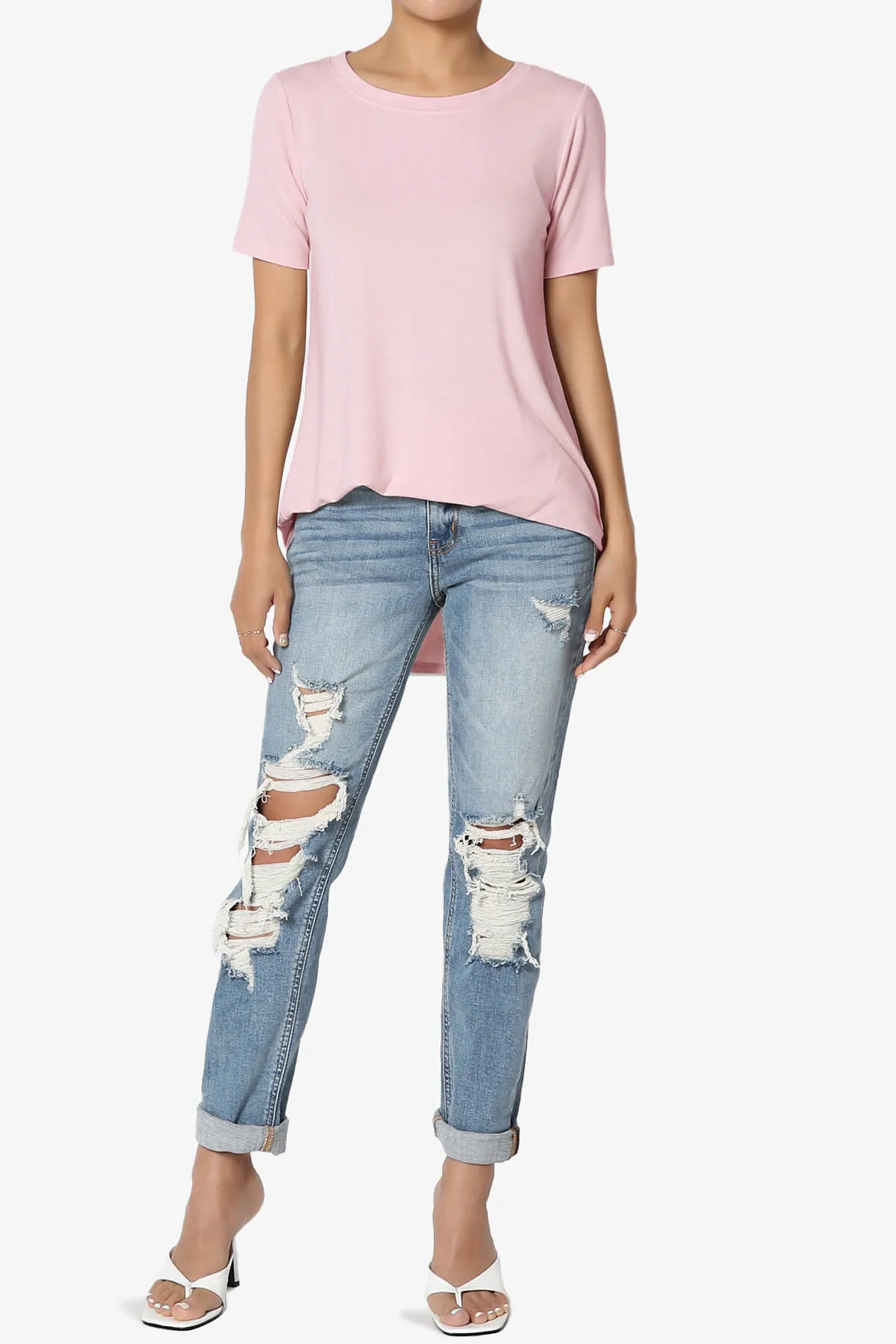Tristan Essential Short Sleeve Round Hem Top PLUS