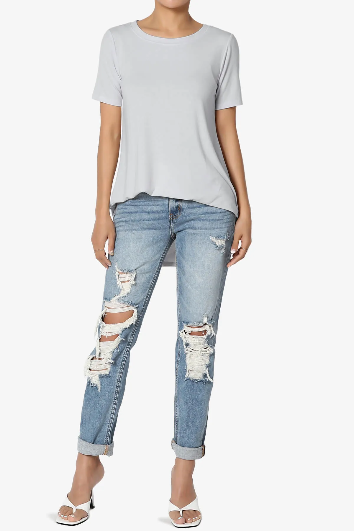 Tristan Essential Short Sleeve Round Hem Top PLUS