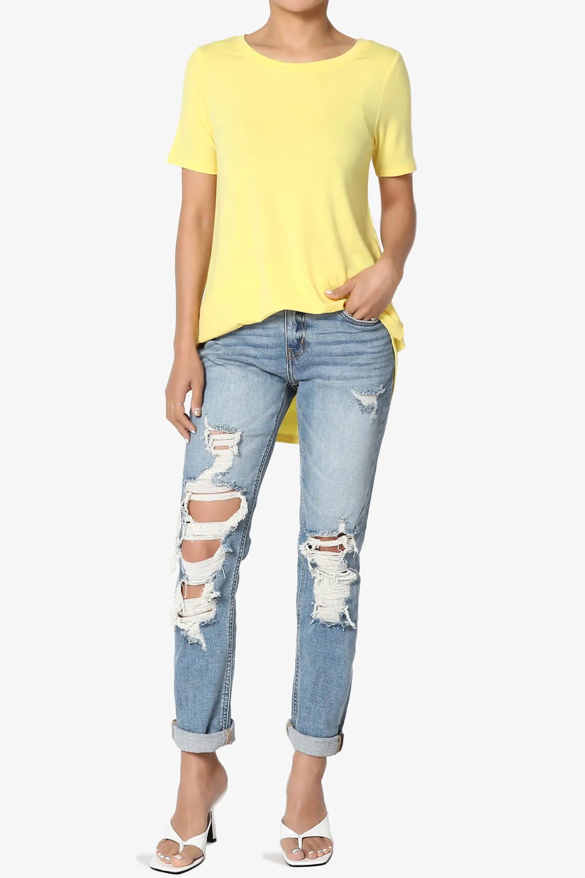 Tristan Essential Short Sleeve Round Hem Top PLUS