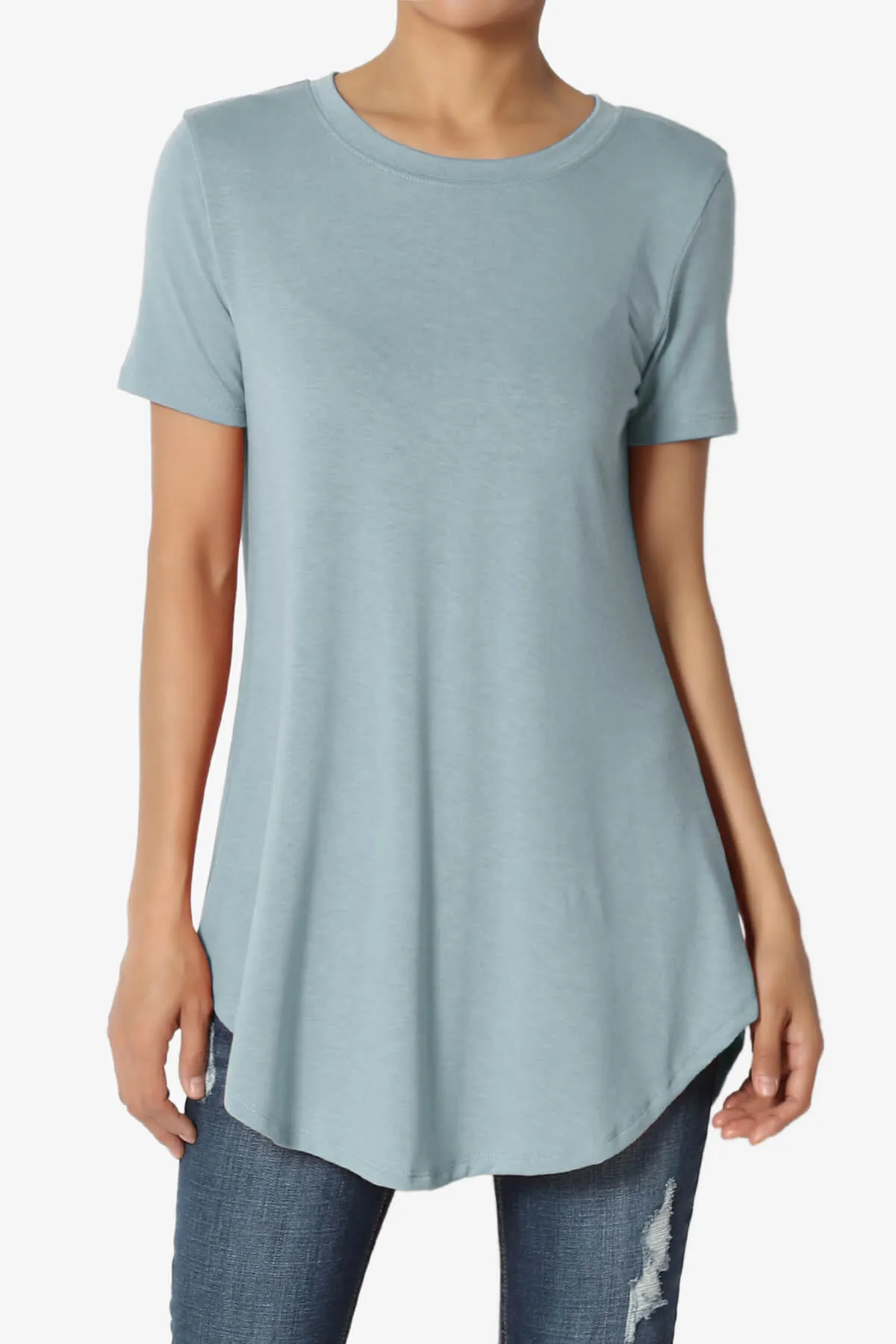 Tristan Essential Short Sleeve Round Hem Top PLUS