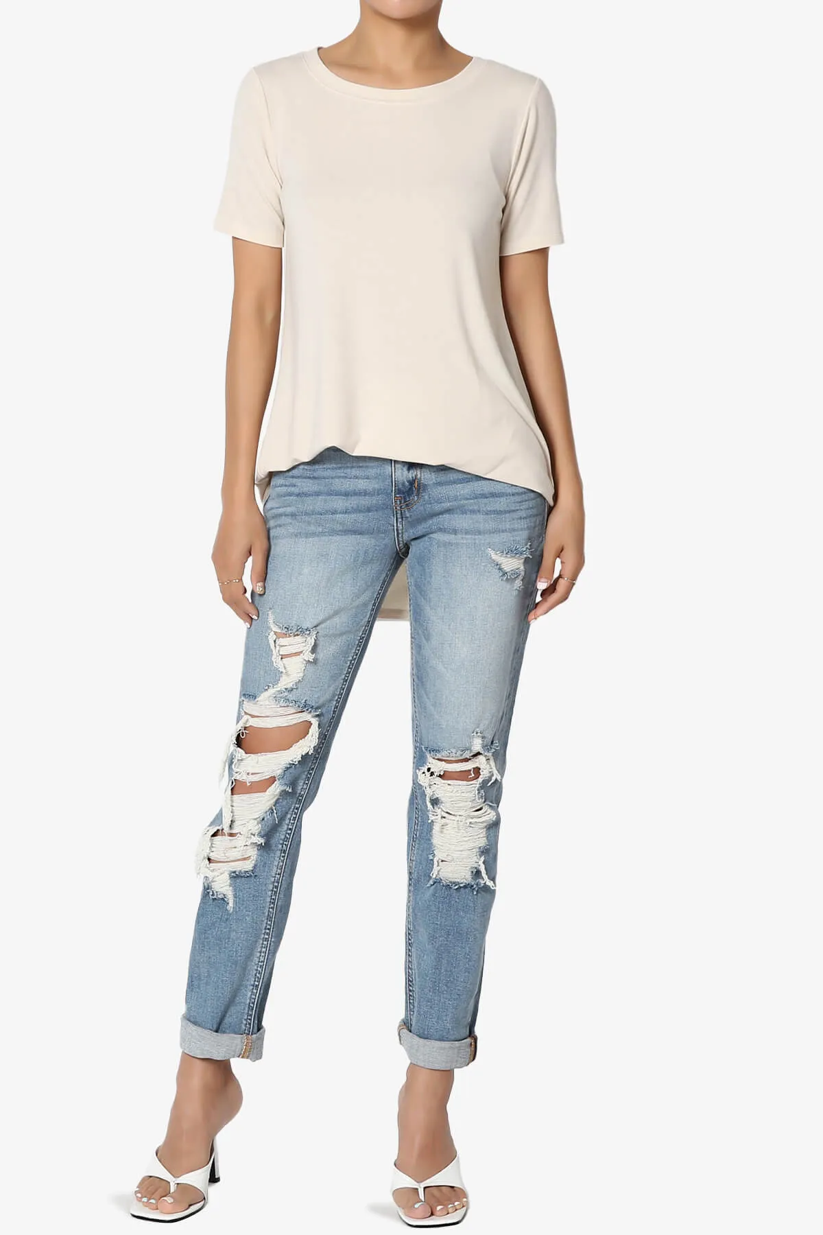 Tristan Essential Short Sleeve Round Hem Top PLUS