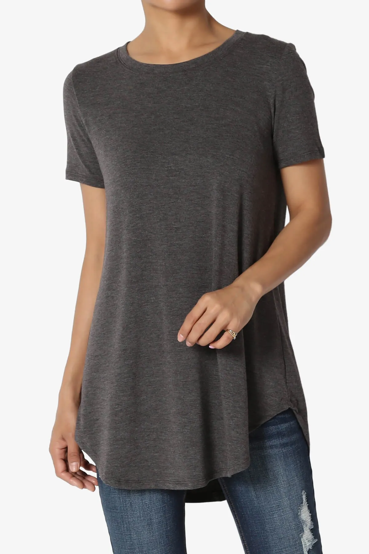 Tristan Essential Short Sleeve Round Hem Top