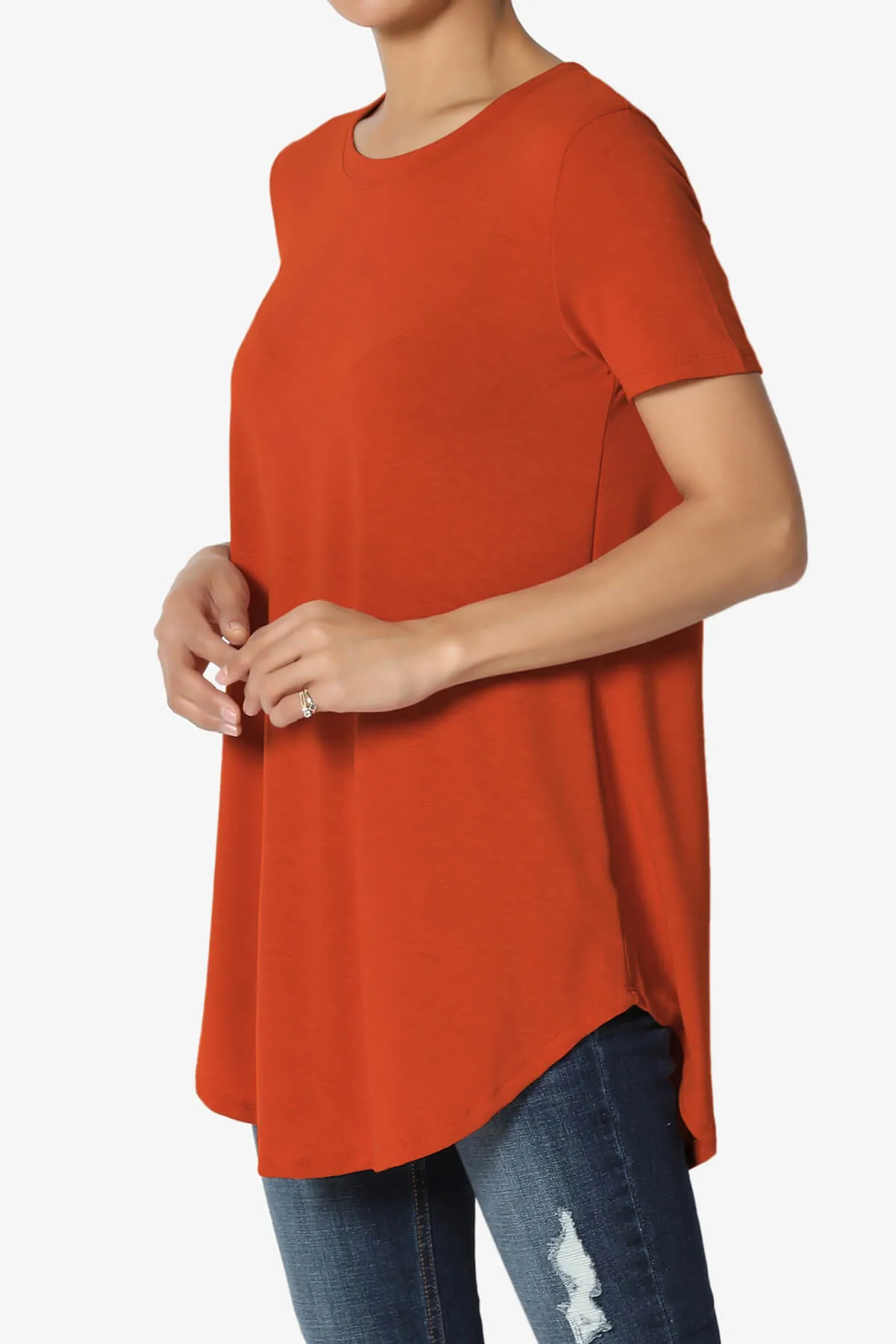 Tristan Essential Short Sleeve Round Hem Top
