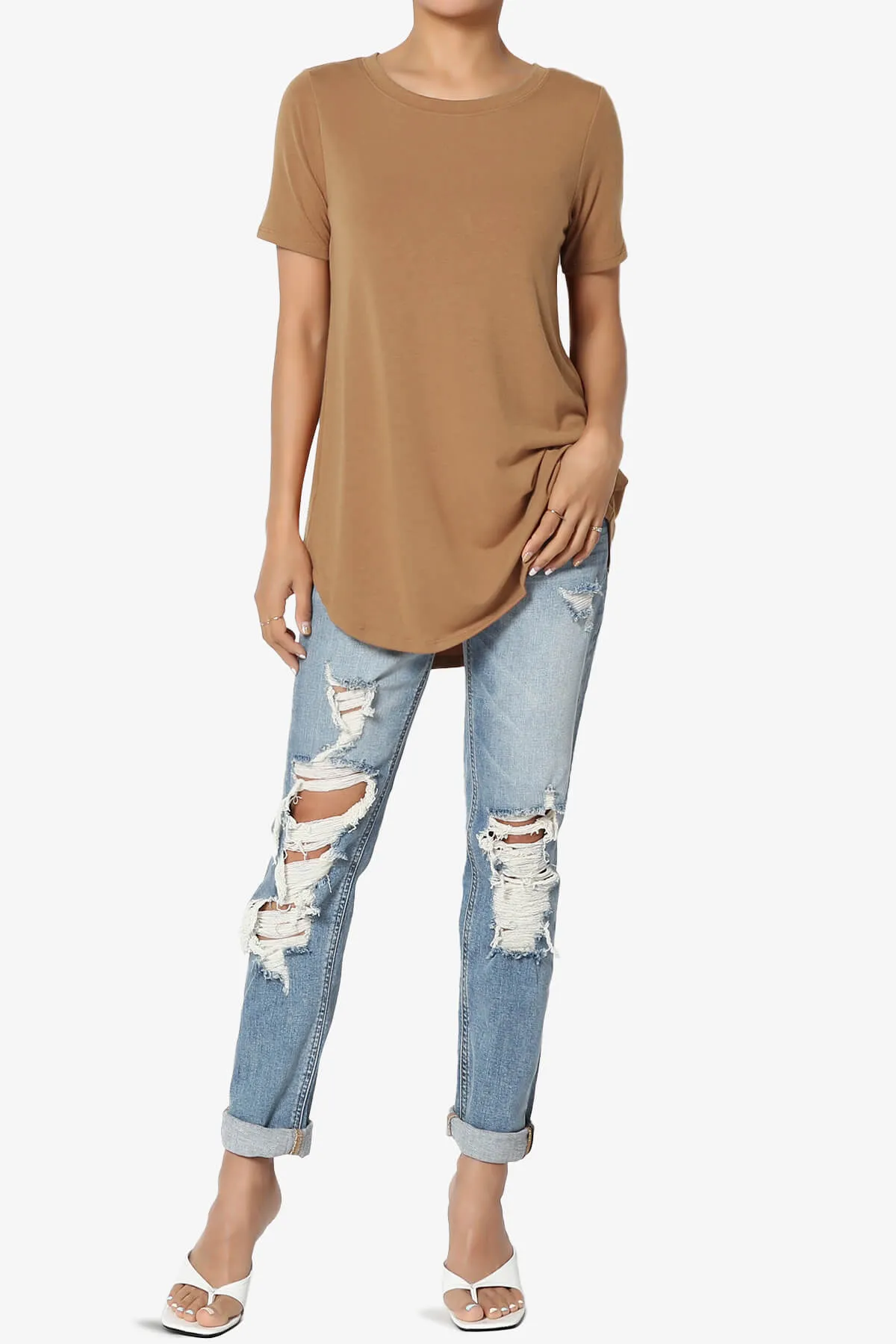 Tristan Essential Short Sleeve Round Hem Top