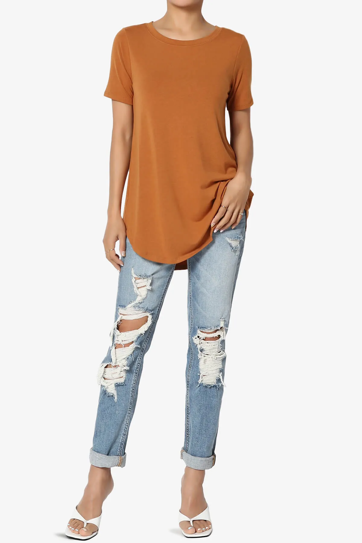 Tristan Essential Short Sleeve Round Hem Top