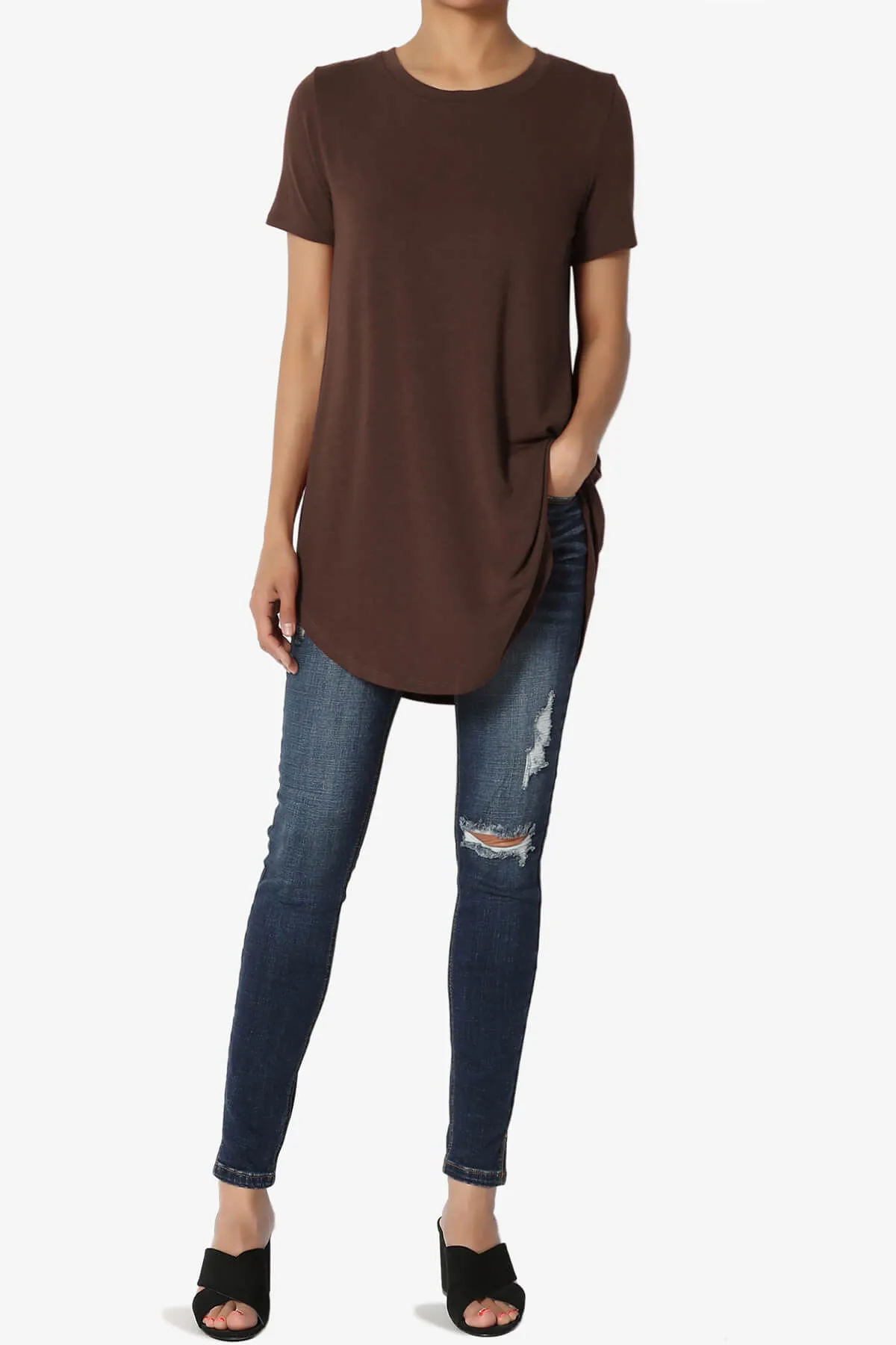 Tristan Essential Short Sleeve Round Hem Top