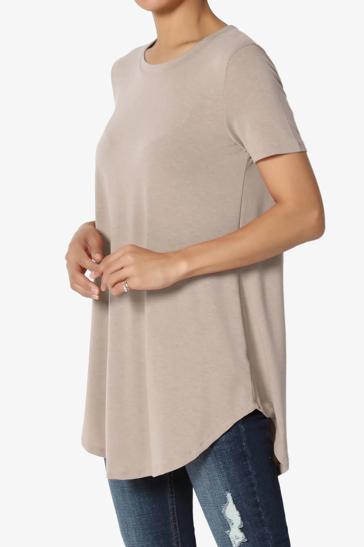 Tristan Essential Short Sleeve Round Hem Top