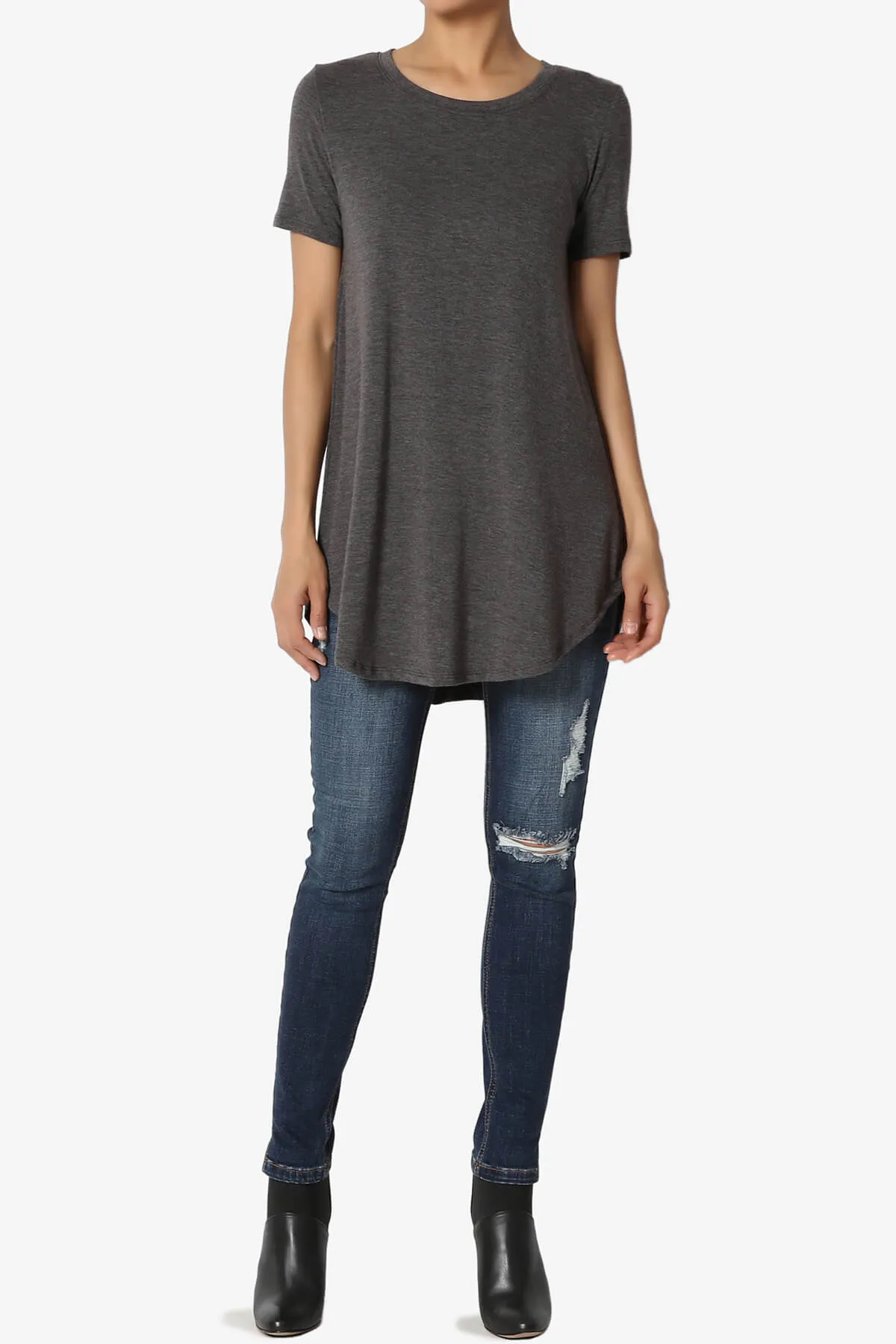 Tristan Essential Short Sleeve Round Hem Top