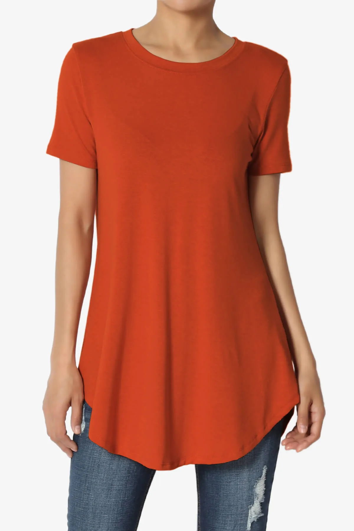 Tristan Essential Short Sleeve Round Hem Top