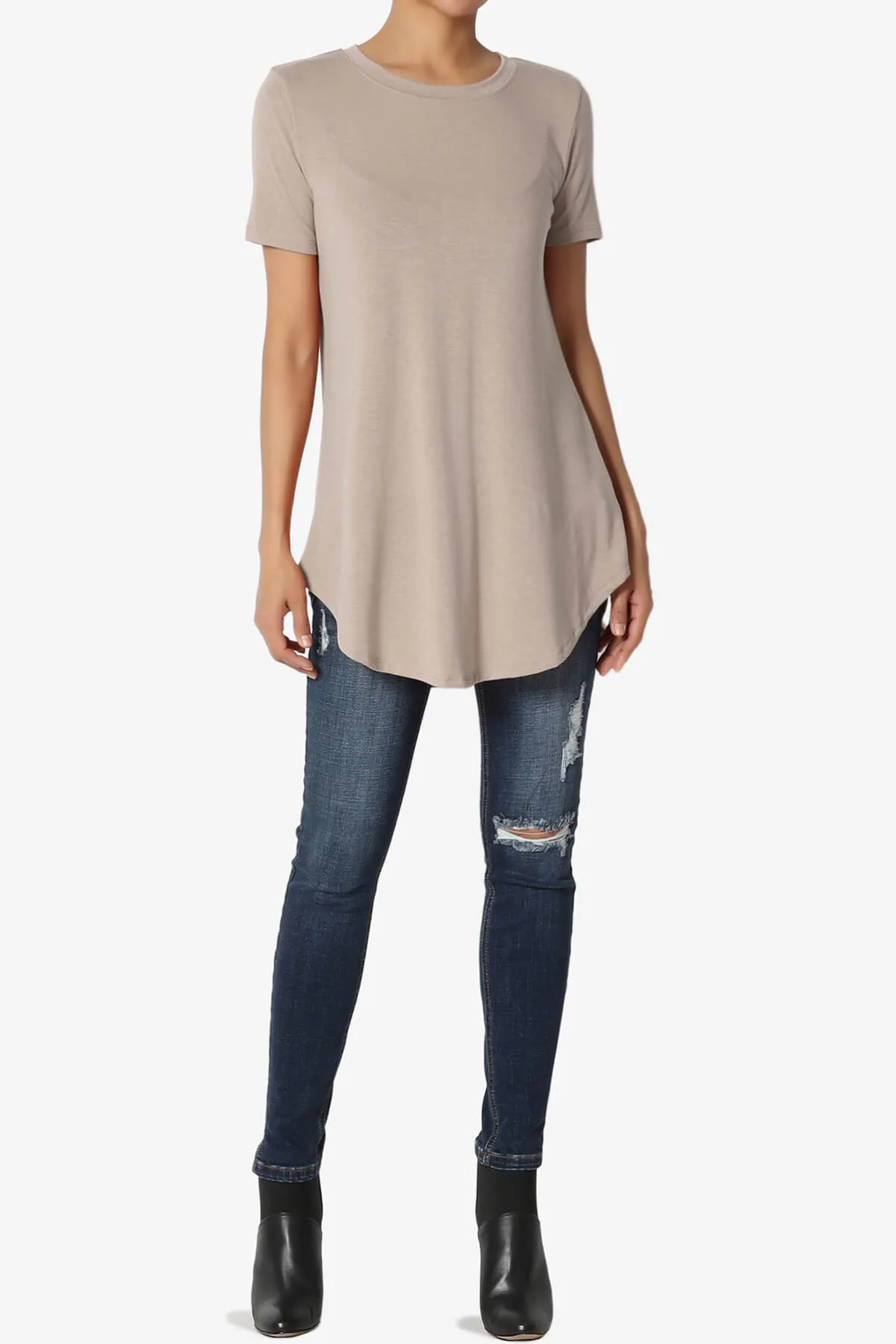 Tristan Essential Short Sleeve Round Hem Top