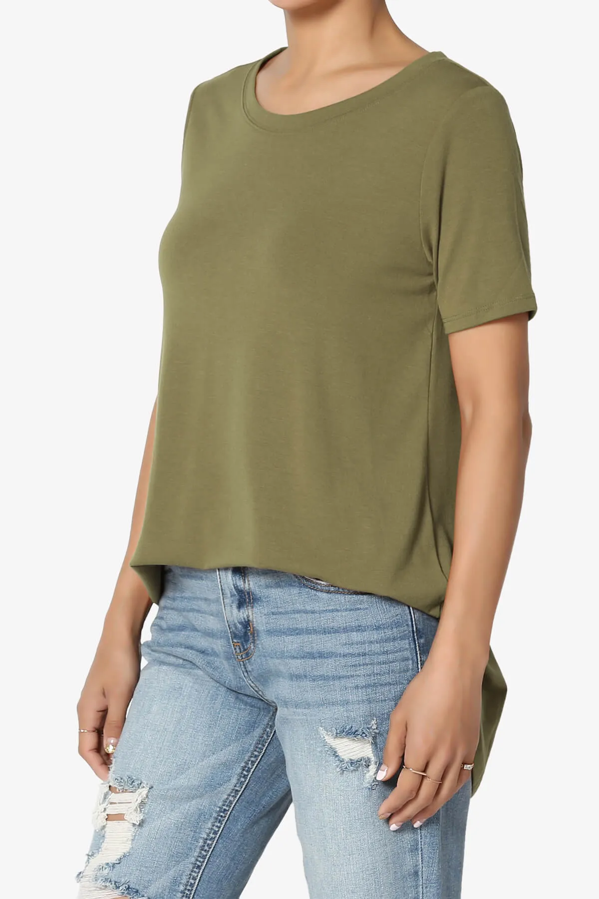Tristan Essential Short Sleeve Round Hem Top