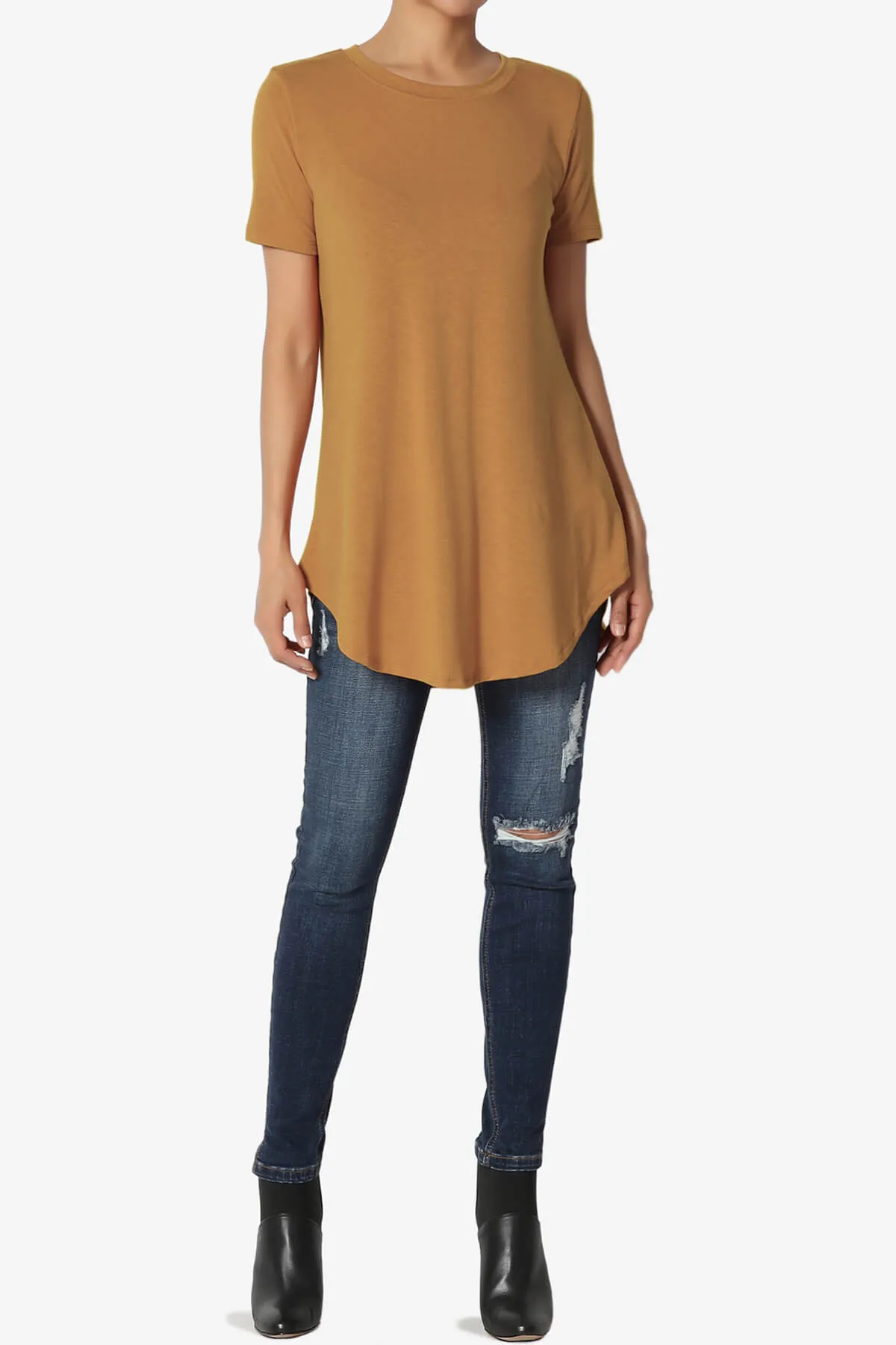 Tristan Essential Short Sleeve Round Hem Top