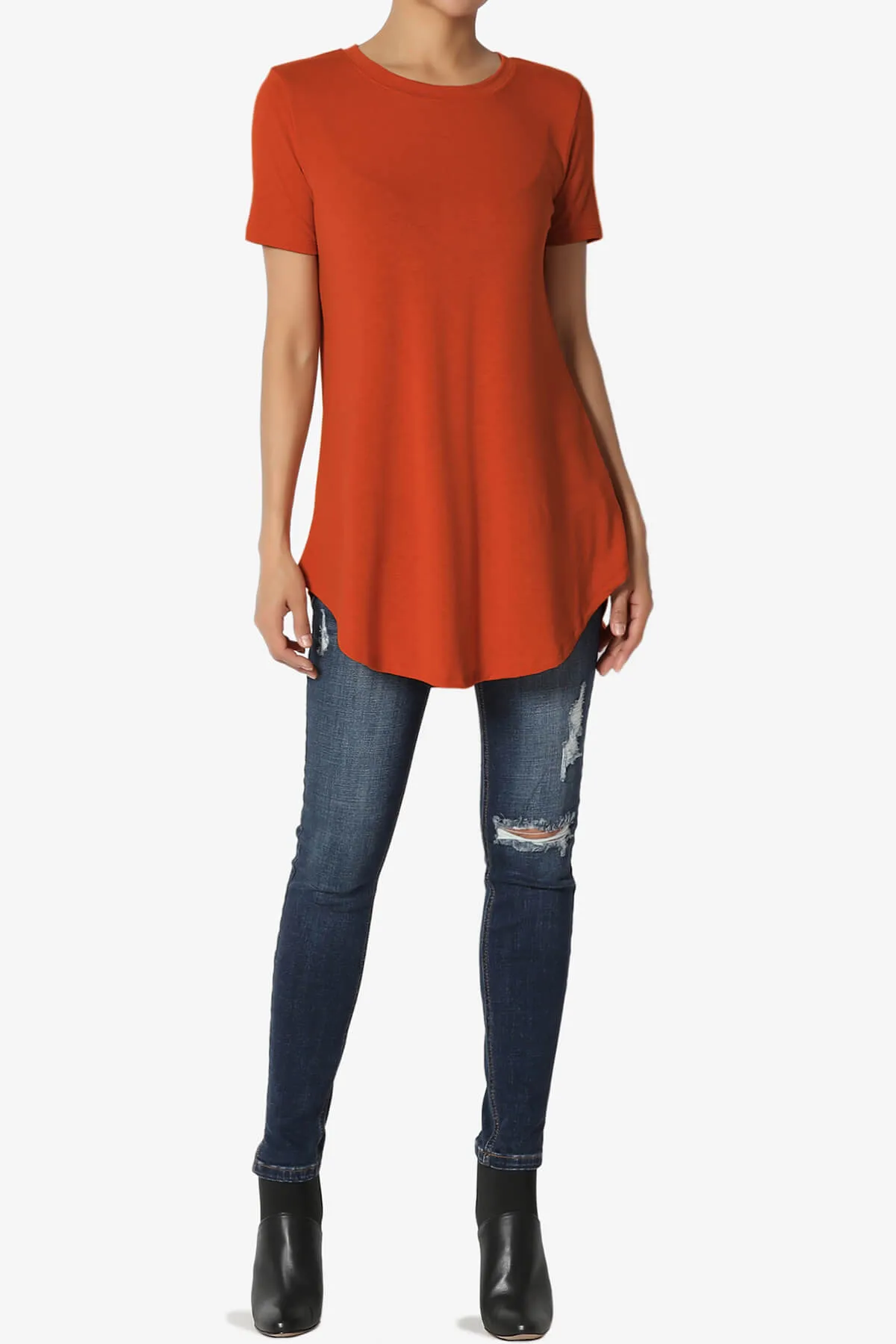 Tristan Essential Short Sleeve Round Hem Top
