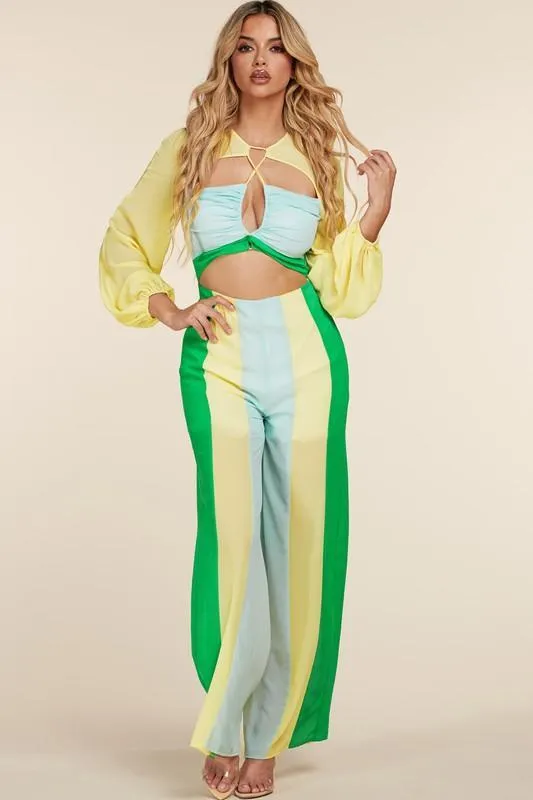 U-RING KEYHOLE MUILIT COLOR JUMPSUIT