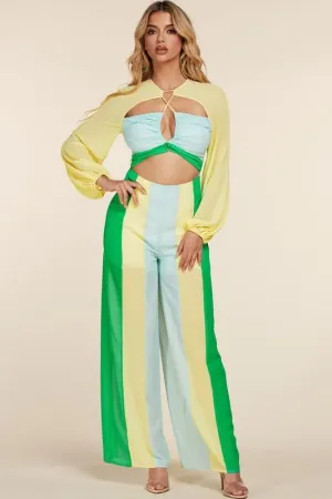 U-RING KEYHOLE MUILIT COLOR JUMPSUIT