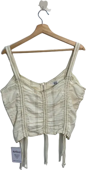 Urban Outfitters BDG Off-White Ruched Crop Top UK L