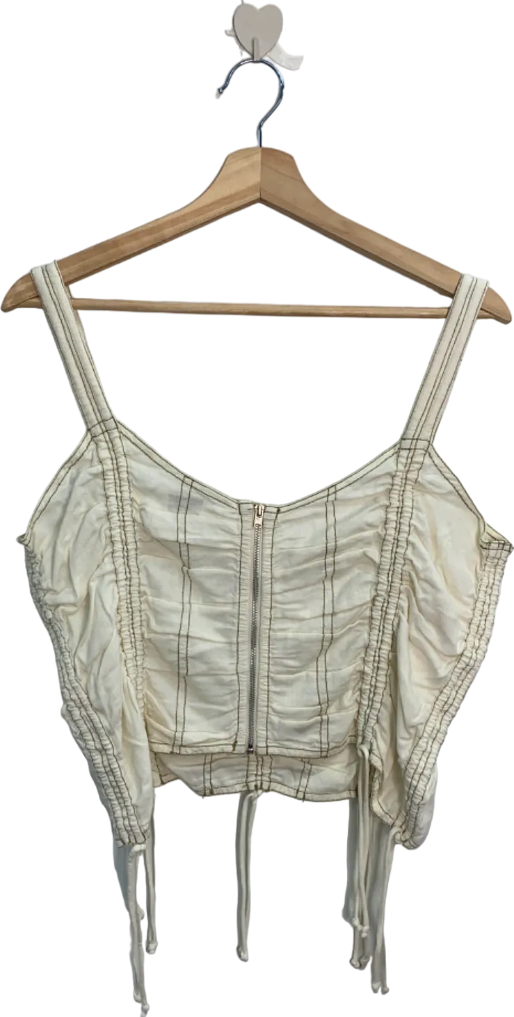 Urban Outfitters BDG Off-White Ruched Crop Top UK L