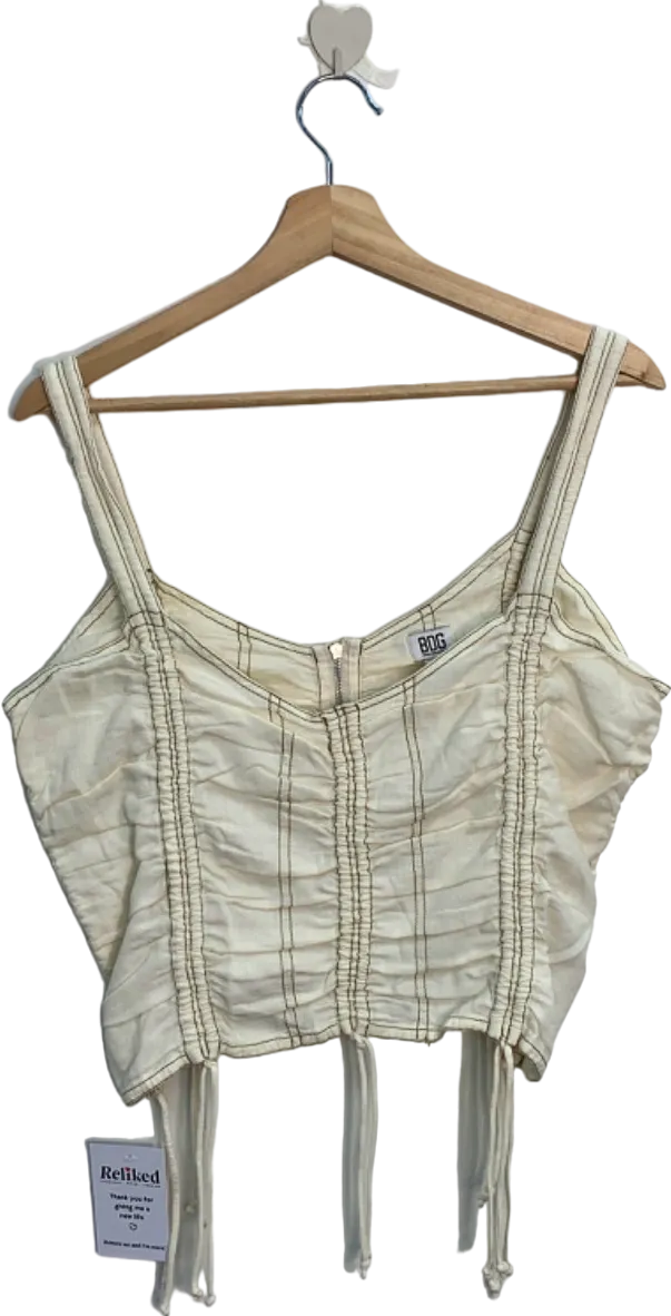 Urban Outfitters BDG Off-White Ruched Crop Top UK L