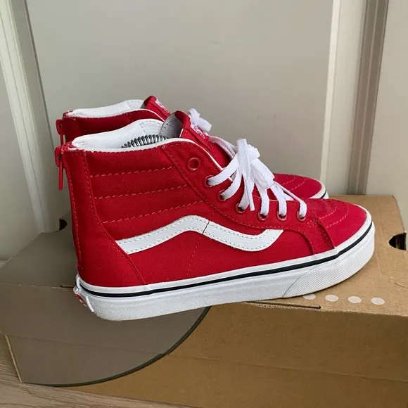 Vans Old Skool Hi Top Red/White Sneakers - SZ 3 Y