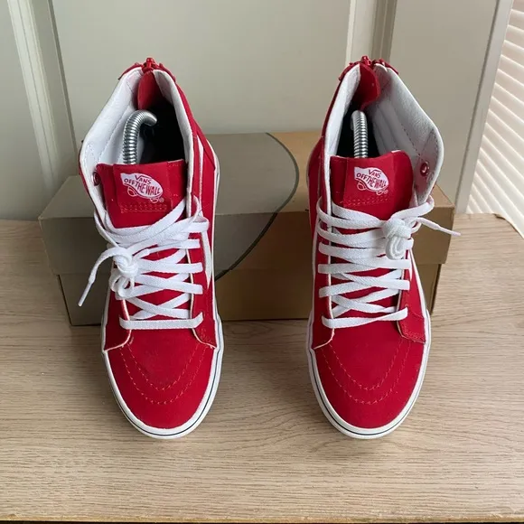 Vans Old Skool Hi Top Red/White Sneakers - SZ 3 Y