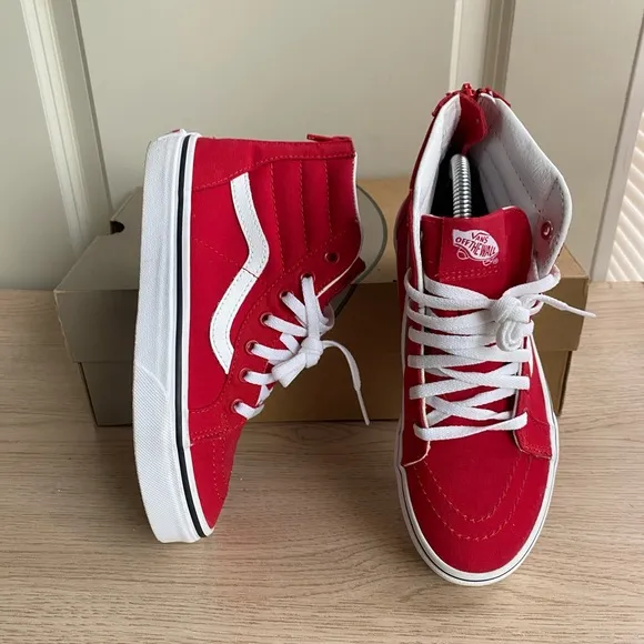 Vans Old Skool Hi Top Red/White Sneakers - SZ 3 Y