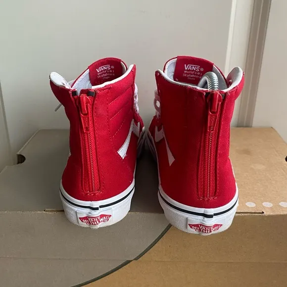 Vans Old Skool Hi Top Red/White Sneakers - SZ 3 Y