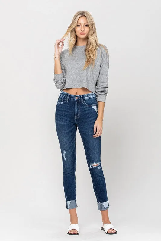 VERVET by Flying Monkey High Rise Distressed Clean Cut Crop Skinny Jeans