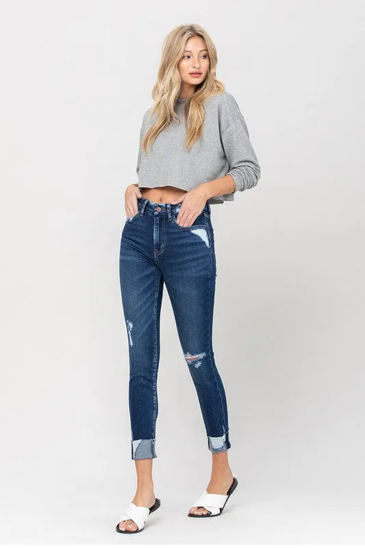 VERVET by Flying Monkey High Rise Distressed Clean Cut Crop Skinny Jeans