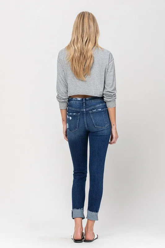 VERVET by Flying Monkey High Rise Distressed Clean Cut Crop Skinny Jeans