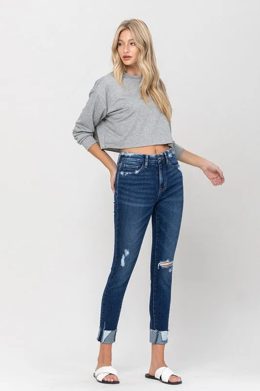 VERVET by Flying Monkey High Rise Distressed Clean Cut Crop Skinny Jeans