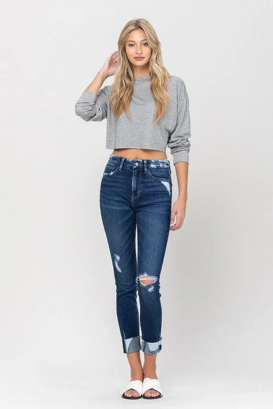 VERVET by Flying Monkey High Rise Distressed Clean Cut Crop Skinny Jeans