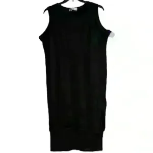 Vintage Domina Sleeveless‎ Black Sweater Dress with Velvet Trim and Slip