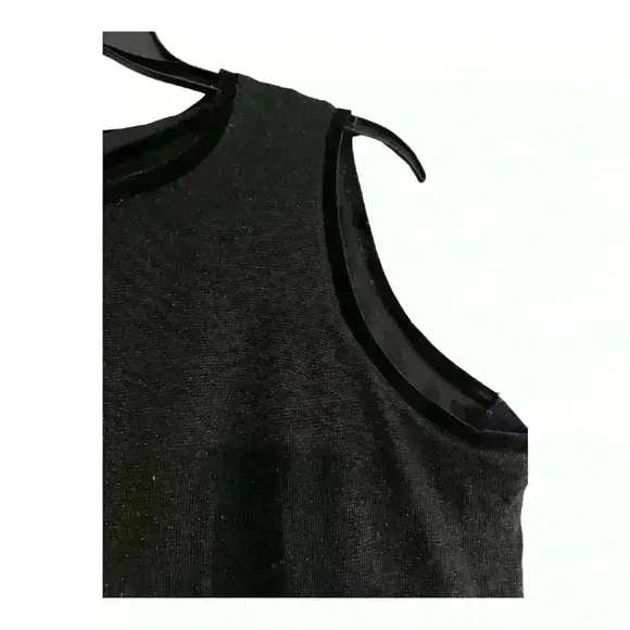 Vintage Domina Sleeveless‎ Black Sweater Dress with Velvet Trim and Slip