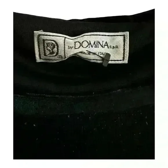Vintage Domina Sleeveless‎ Black Sweater Dress with Velvet Trim and Slip