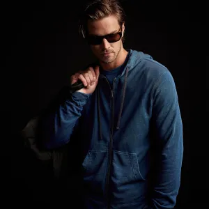 Vintage French Terry Zip Up Hoodie - Lake Pigment
