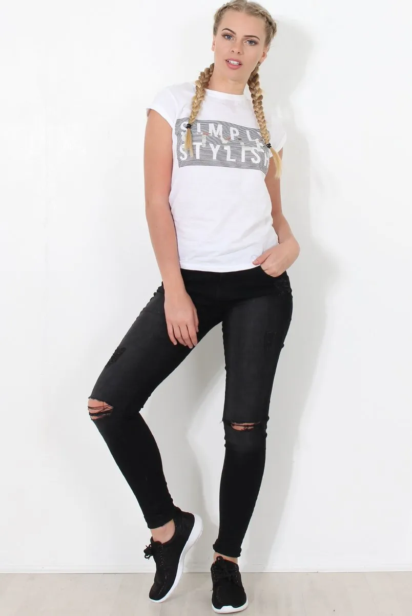 White Slogan Top - Skai