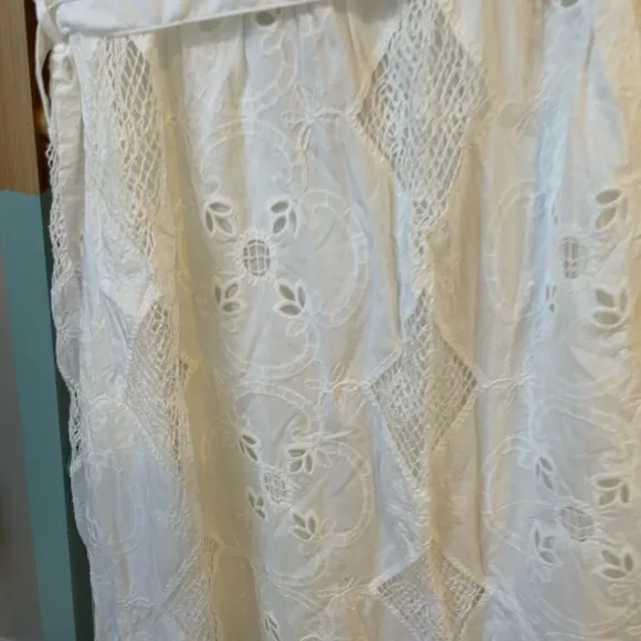Zara Embroidered Cut Out White Belted Dress Size Small Like New